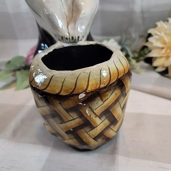 Paper Mache Painted Easter Bunny Dutch Rabbit Basket Candy Holder Vintage 17" - Picture 12 of 12